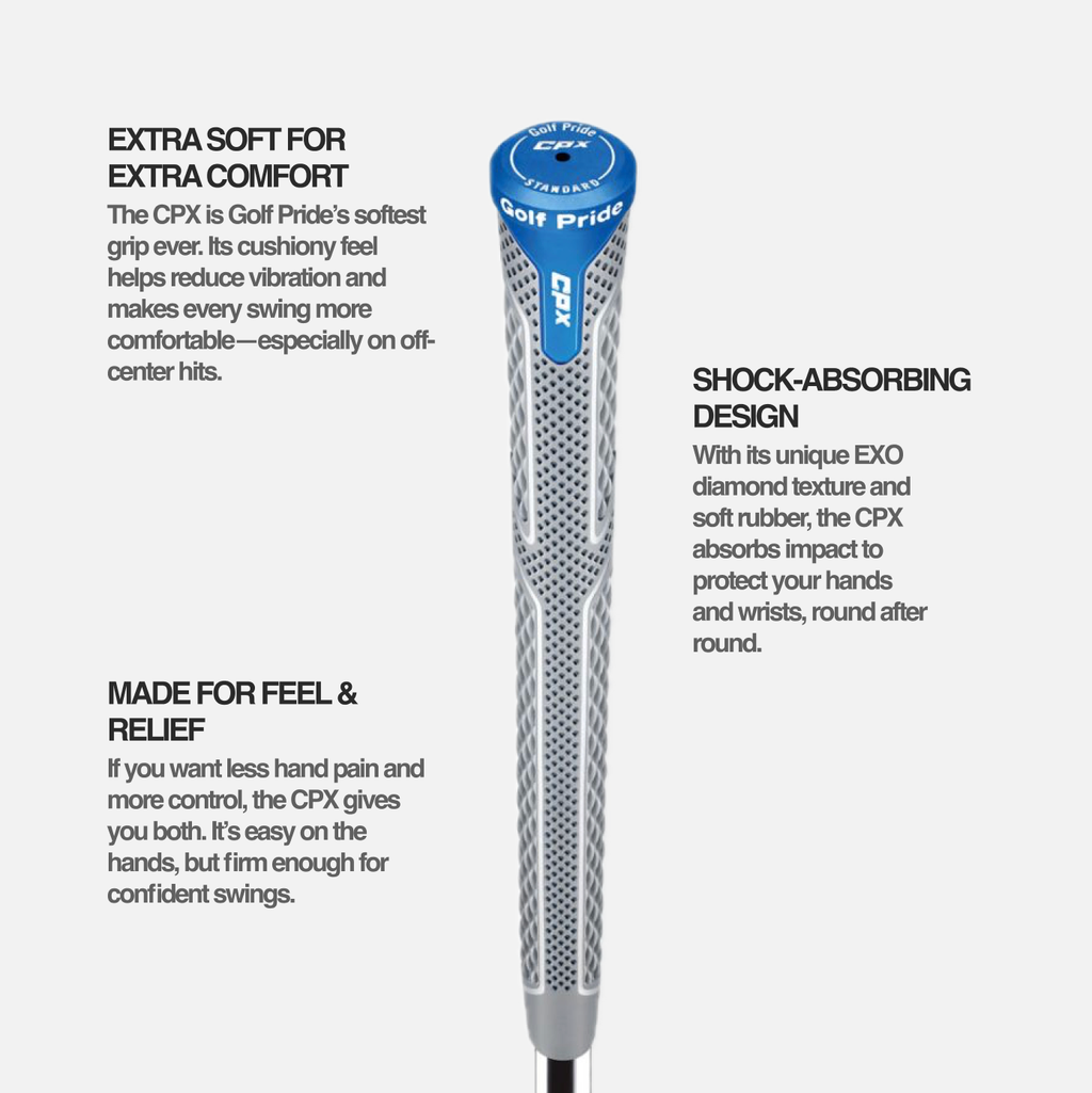 Ficha técnica del grip Golf Pride CPX con patrón diamond quilt