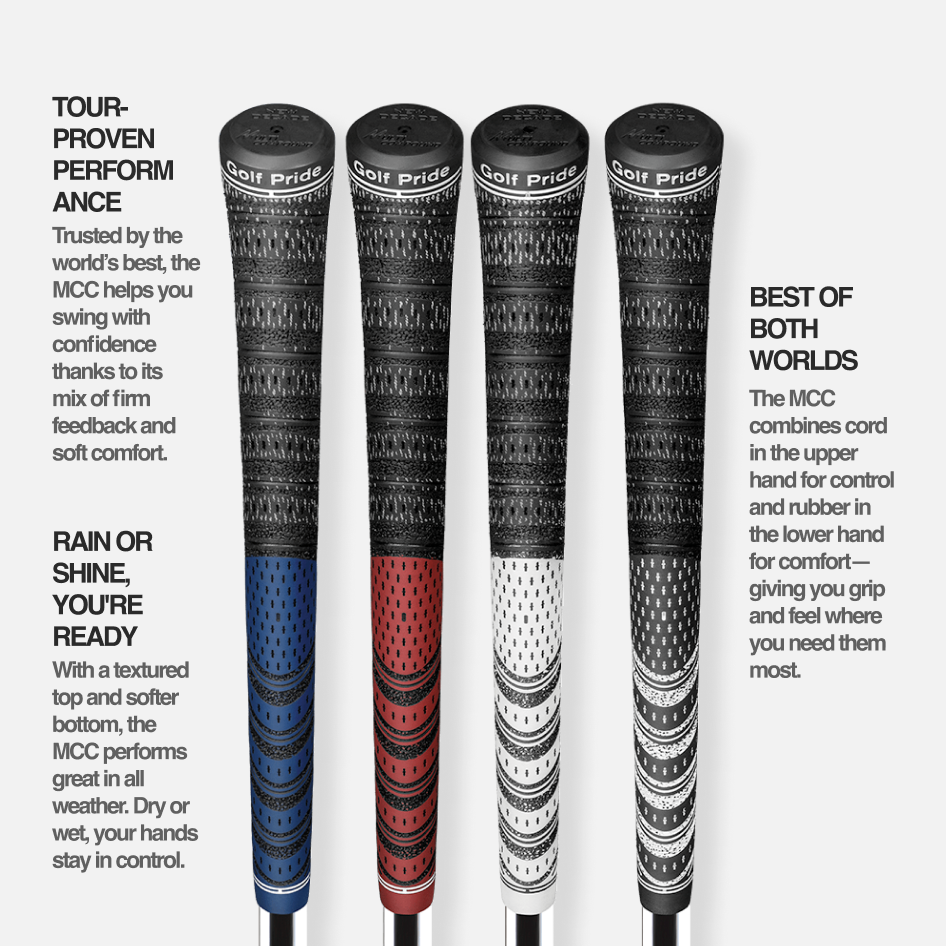 Ficha técnica del grip Golf Pride MCC Multi-Compound con cordaje y goma