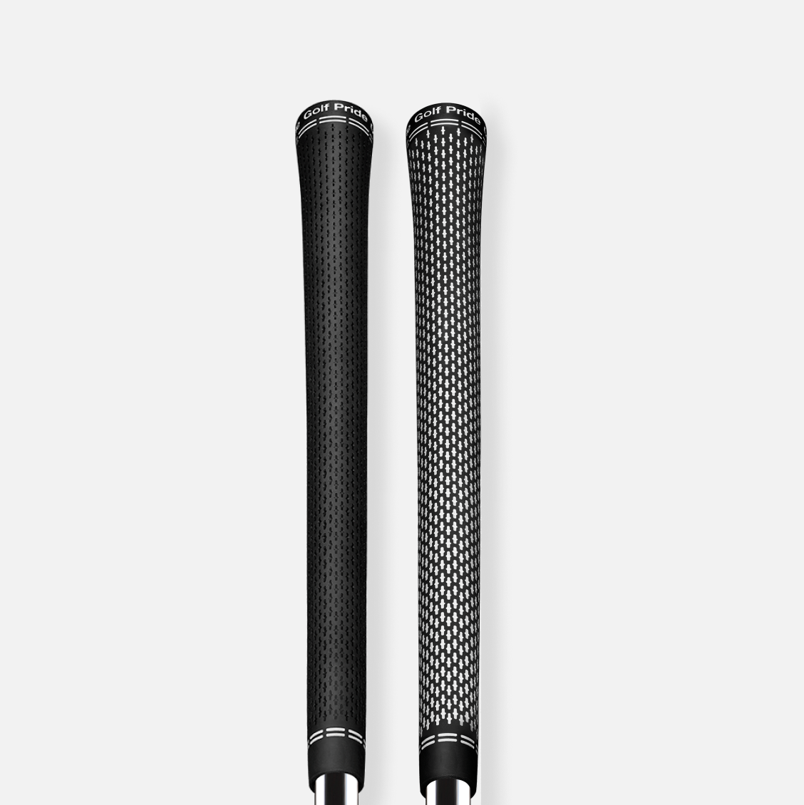 Par de grips de golf Golf Pride Tour Velvet 360 negros — vista frontal 360° sin logos