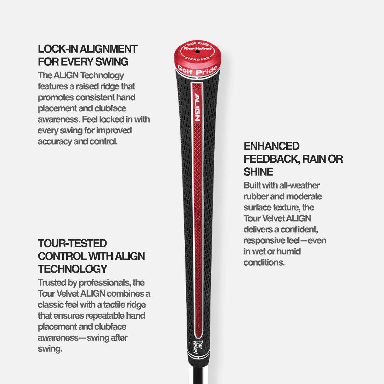 Ficha técnica del grip Golf Pride Tour Velvet ALIGN — control y alineación