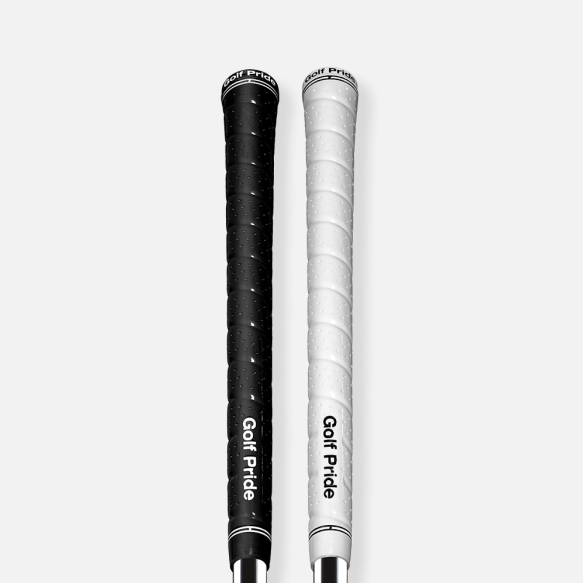 Par de grips de golf Golf Pride Tour Wrap 2G negro y blanco — vista frontal